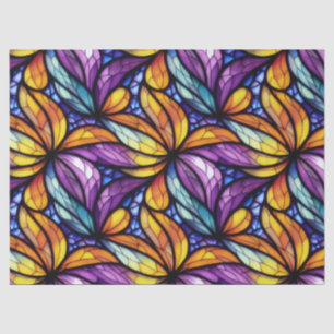 Vibrant Stained Glass Floral: Colourful Design Tissue Paper