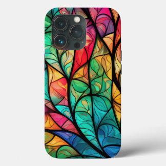 Vibrant Stained Glass Foliage iPhone 13 Pro Case