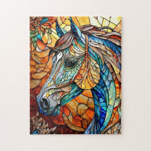 Vibrant Stained Glass Horse 25 Jigsaw Puzzle