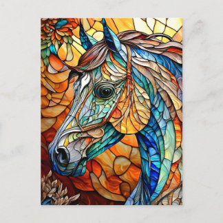 Vibrant Stained Glass Horse 25 Postcard