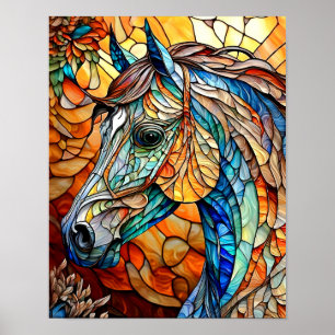 Vibrant Stained Glass Horse 25 Poster