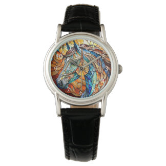 Vibrant Stained Glass Horse 25 Watch