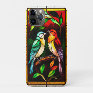 Vibrant Stained Glass Panel with Colourful Birds iPhone 11 Pro Case