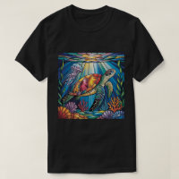 Vibrant Stained Glass Sea Turtle Ocean Design