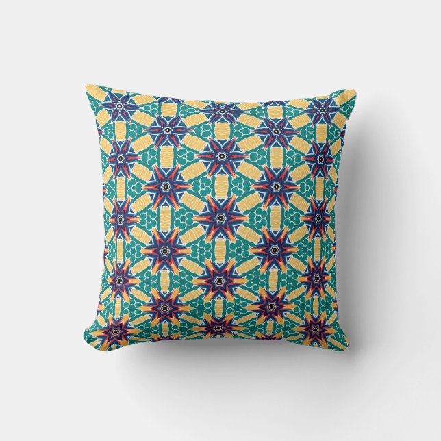 Vibrant Starburst Geometric Pattern Cushion (Front)