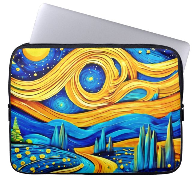 Vibrant Starry Artwork Laptop Sleeve (Front)