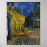 Vibrant Starry Night Cafe Terrace Art by Van Gogh