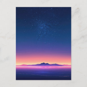 Vibrant Starry Night Mountain Horizon Postcard