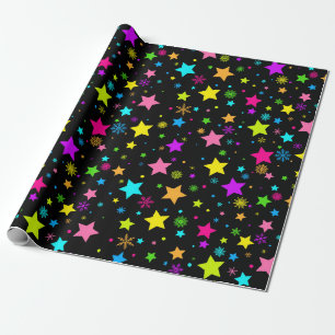Vibrant Starry Night Pattern Wrapping Paper