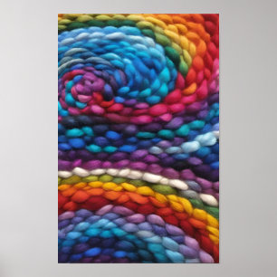 Vibrant Strands of Multicolored Yarn Poster
