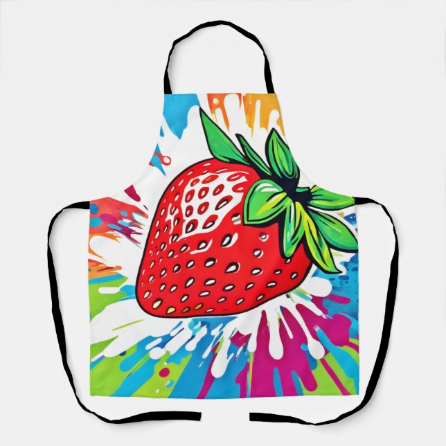 Vibrant Strawberry Artwork Apron (Front)