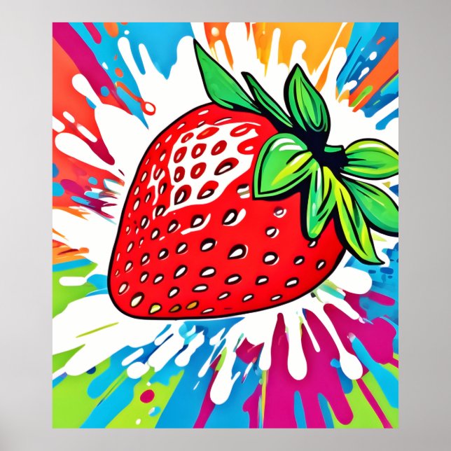 Vibrant Strawberry Artwork Poster (Front)