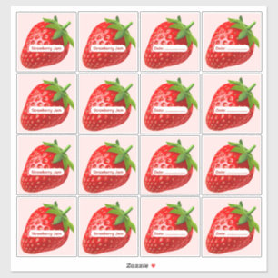 Vibrant Strawberry Jam Labels Vinyl Stickers