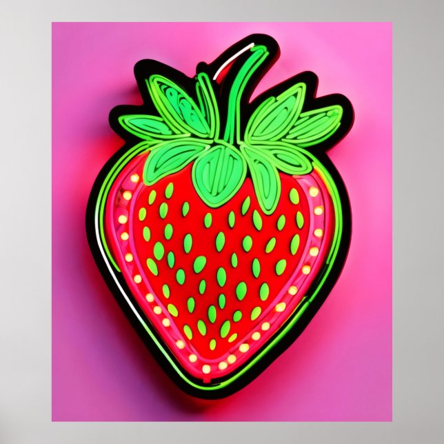 Vibrant Strawberry Neon Sign (Front)