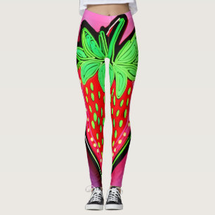 Vibrant Strawberry Neon Sign Leggings