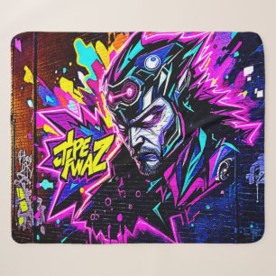 Vibrant Street Art Glow Sherpa Blanket