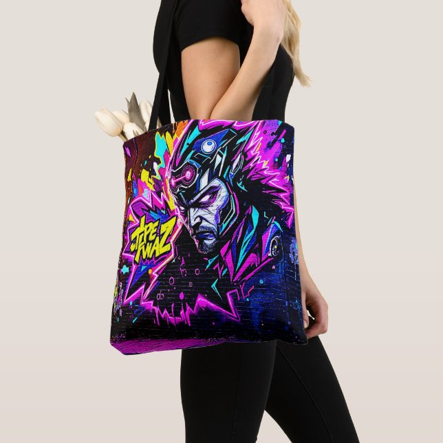 Vibrant Street Art Glow Tote Bag (Close Up)