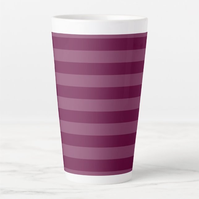Vibrant Striped Maroon Latte Coffee  Mug (Front)