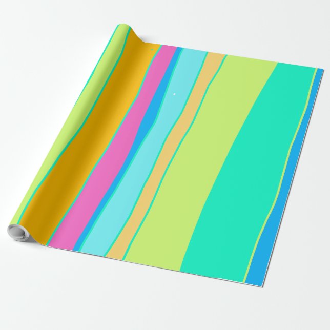 Vibrant striped multicolour design wrapping paper (Unrolled)