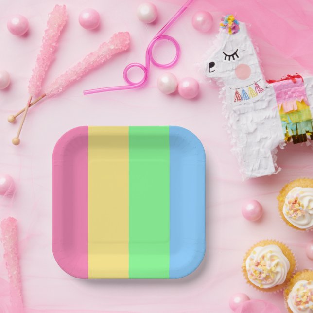 Vibrant Striped Paper Plate (Party)