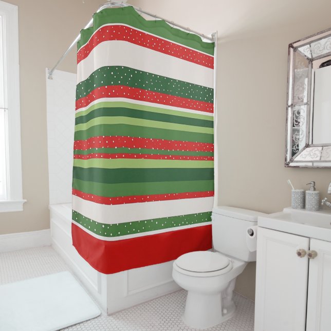 Vibrant Striped Pattern Background Shower Curtain (In Situ)