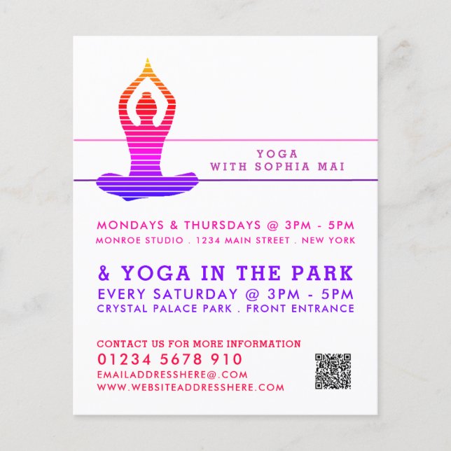 Vibrant Striped Yoga Class Advertising Flyer (Front)