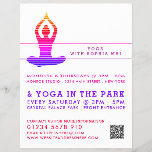 Vibrant Striped Yoga Class Advertising Flyer