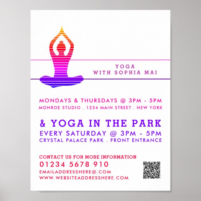 Vibrant Striped Yoga Class Advertising Poster (Front)