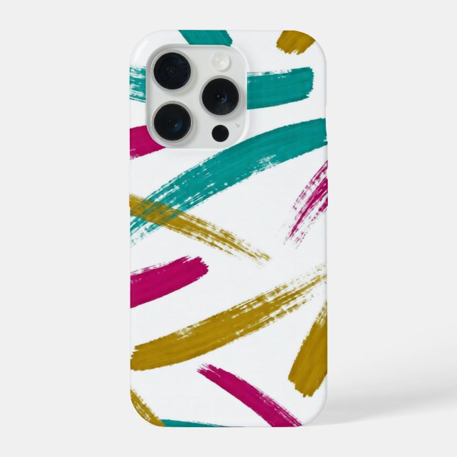 Vibrant Strokes,Teal, Magenta & Mustard pattern iPhone Case (Back)