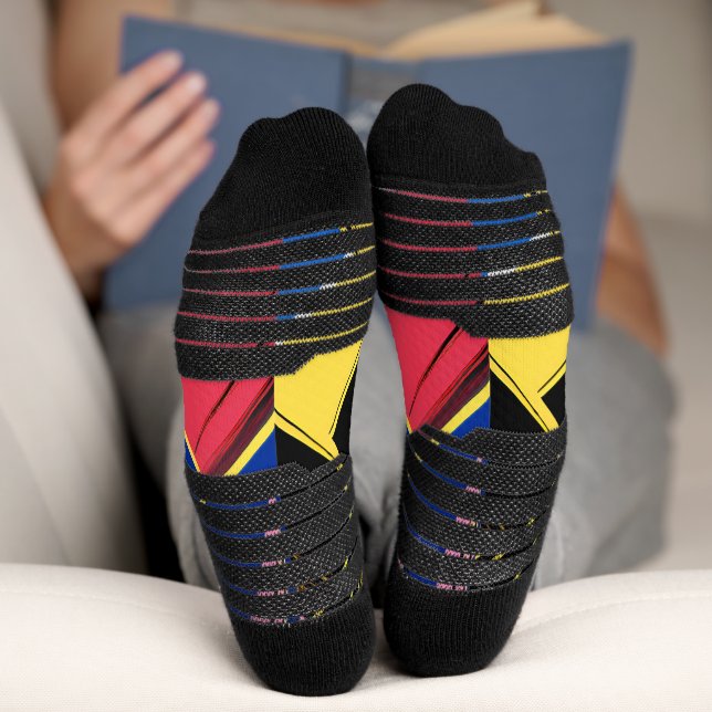 Vibrant Stylized Portrait with Abstract Elements Socks (Bottom)