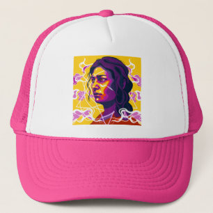 Vibrant Stylized Portrait with Abstract Elements Trucker Hat
