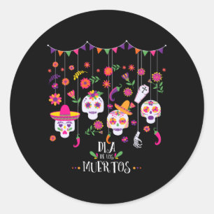 Vibrant Sugar Calavera Skulls Day Of Government Classic Round Sticker