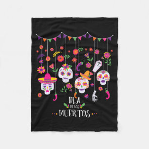 Vibrant Sugar Calavera Skulls Day Of Government Fleece Blanket