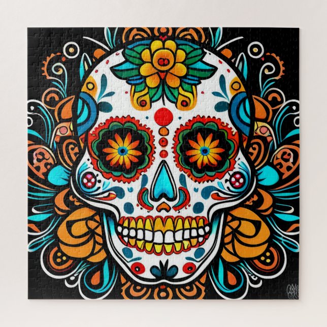  Vibrant Sugar Skull Celebration Jigsaw Puzzle (Vertical)