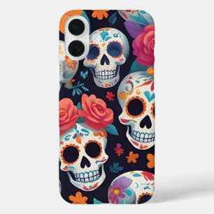 Vibrant Sugar Skull Day of Dead Art iPhone 16 Plus Case