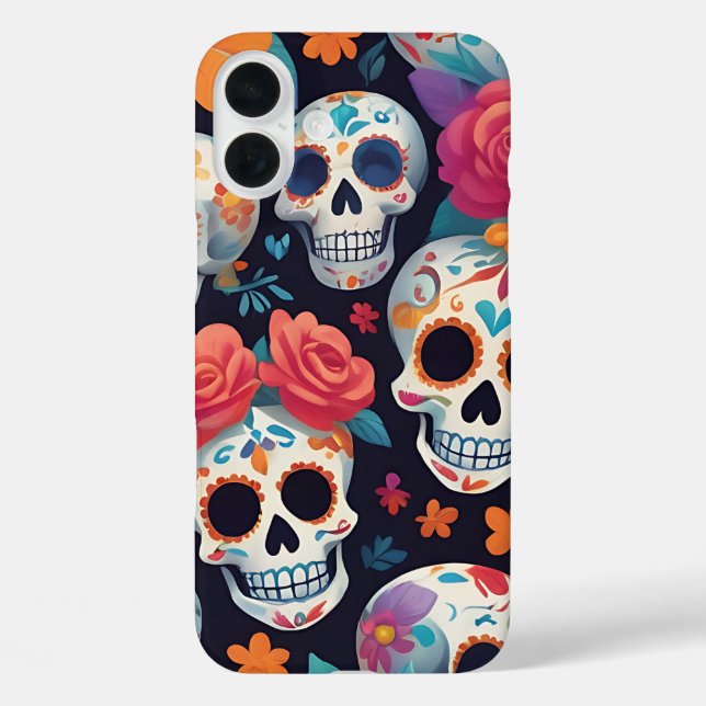 Vibrant Sugar Skull Day of Dead Art Case-Mate iPhone Case (Back)