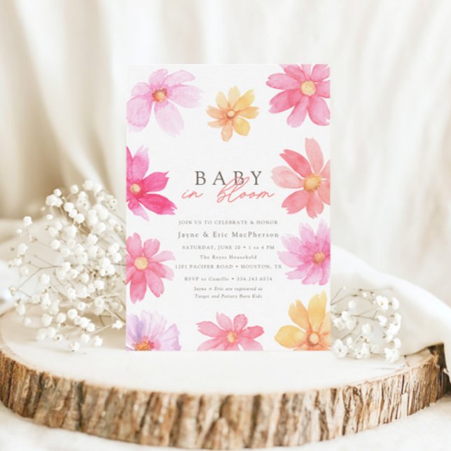 Vibrant Summer Baby in Bloom Floral Wildflower Invitation (Creator Uploaded)