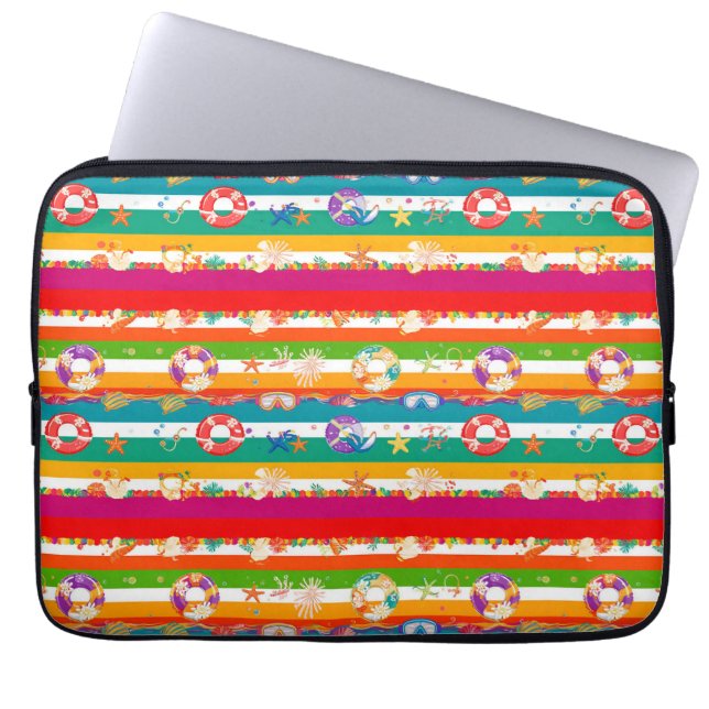 Vibrant Summer Beach Themed Design Laptop Sleeve (Front)
