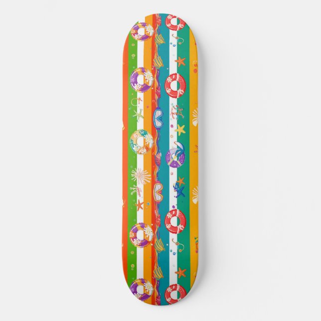 Vibrant Summer Beach Themed Design Skateboard (Front)