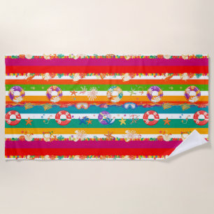 Vibrant Summer Beach Themed Design Towel