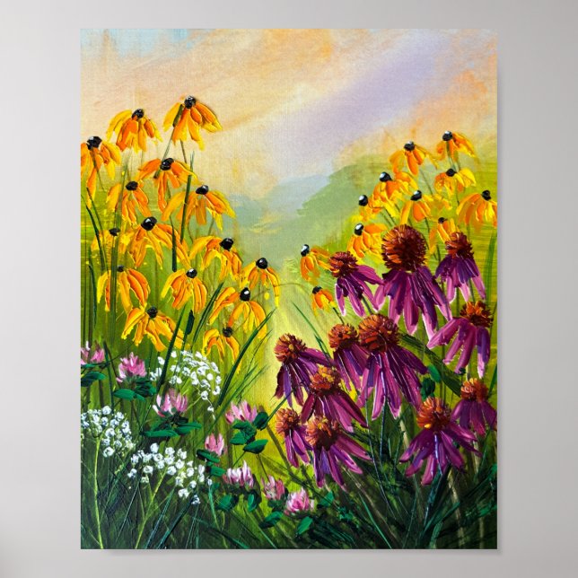 Vibrant Summer Coneflower Poster (Front)