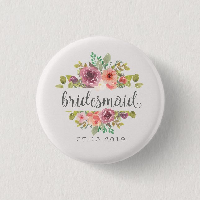Vibrant Summer Floral | Bridesmaid Button (Front)