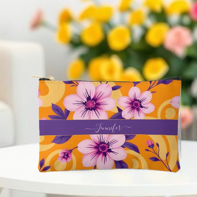 Vibrant Summer Floral-Dopamine Style- Accessory Pouch (Vibrant Summer Floral-Dopamine Style- Personalized Accessory Pouch)