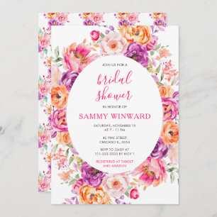 Vibrant Summer Floral Flowers Bridal Shower Invitation