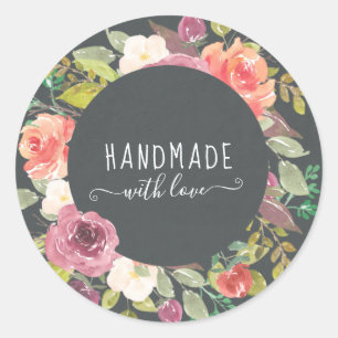 Vibrant Summer Floral Handmade With Love Classic Round Sticker