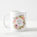 Vibrant Summer Floral Wreath | Bridesmaid Mug<br><div class="desc">Our vibrant summer floral collection features beautiful watercolor summer flowers and foliage in striking pink and coral with matching backgrounds for an exciting yet elegant design that is great for all round wedding collection,  office or personal items. Give your wonderful quests special gifts to make your day complete</div>