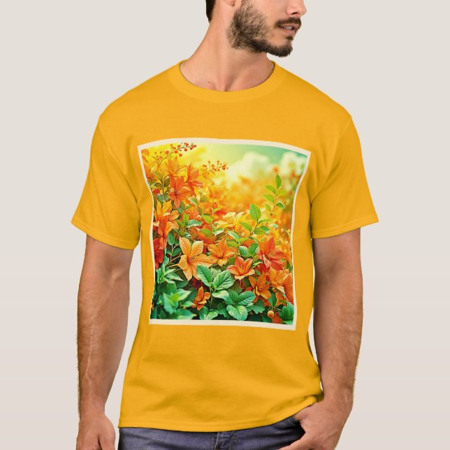 Vibrant Summer Flowers T-Shirt (Front)