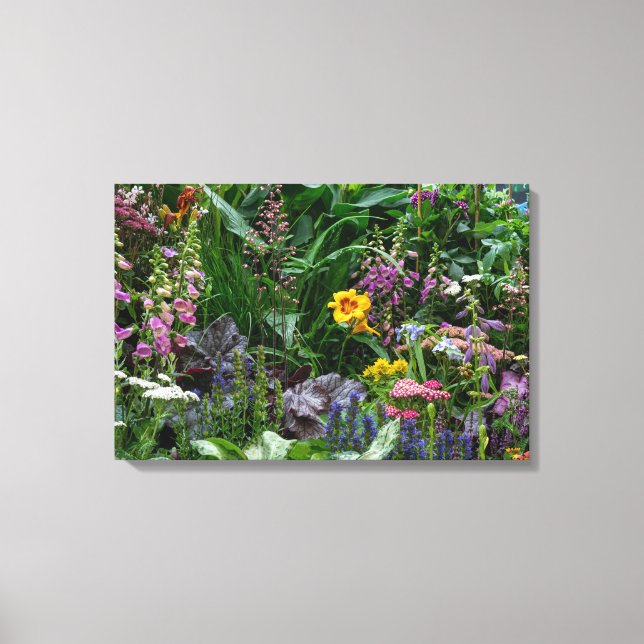 Vibrant Summer Garden Flowers Pattern Background Canvas Print (Front)
