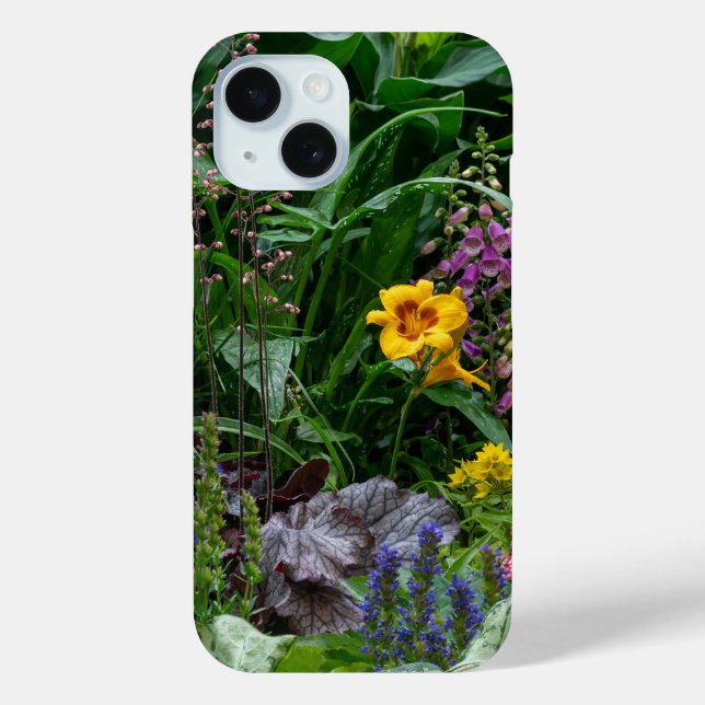 Vibrant Summer Garden Flowers Pattern Background Case-Mate iPhone Case (Back)