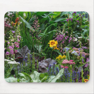Vibrant Summer Garden Flowers Pattern Background Mouse Mat